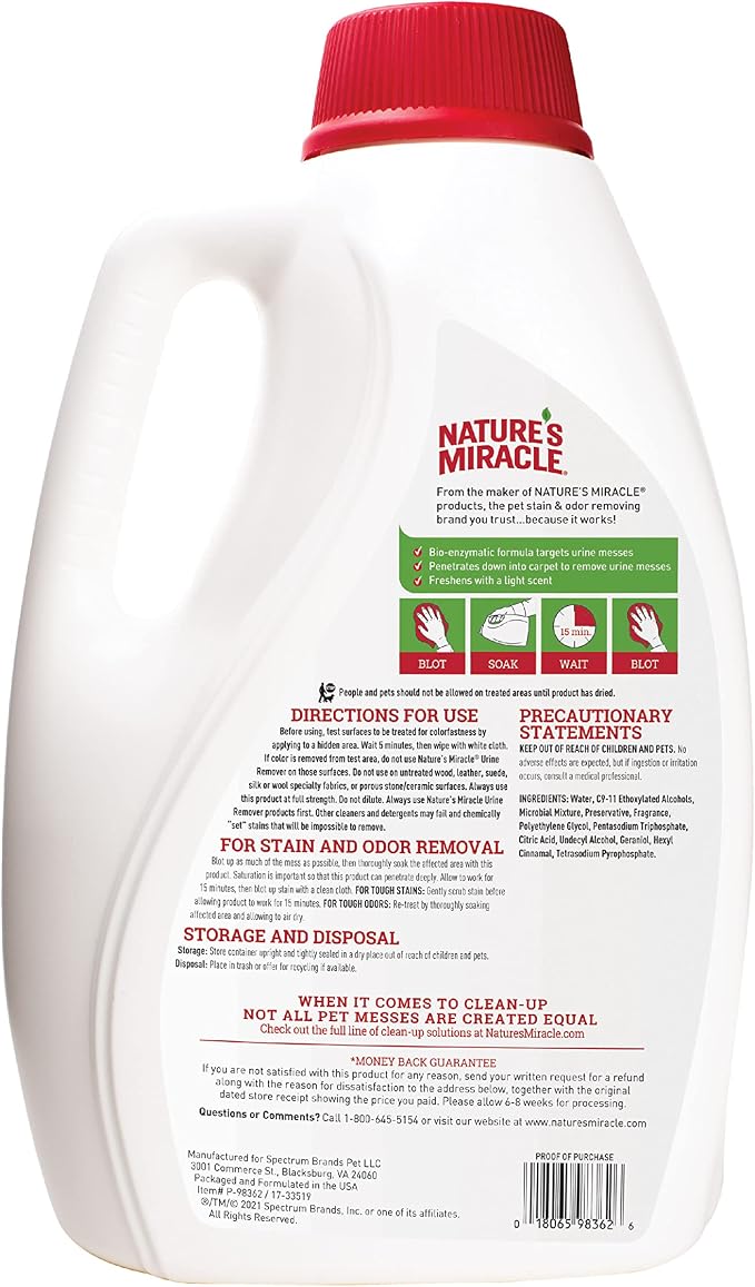 Nature's Miracle Dog Urine Remover, Enzymatic Cleaner, 1 gal | Removes Dog Urine & Yellow Sticky Residue, For Use on Multiple Surfaces, Safe For Pets and Home*, Freshens With Light Scent