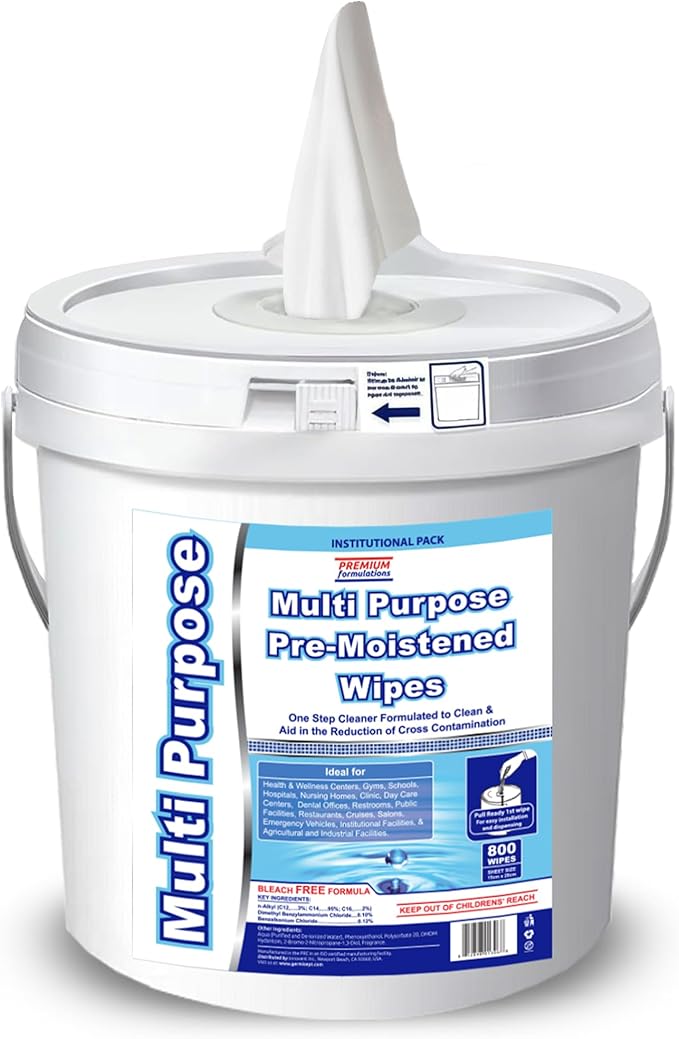 Wet Wipes Bulk - 800 Count Refill + Reusable Dispenser Bucket (800 Wipes) Value Pack - For Upward Pull Dispenser