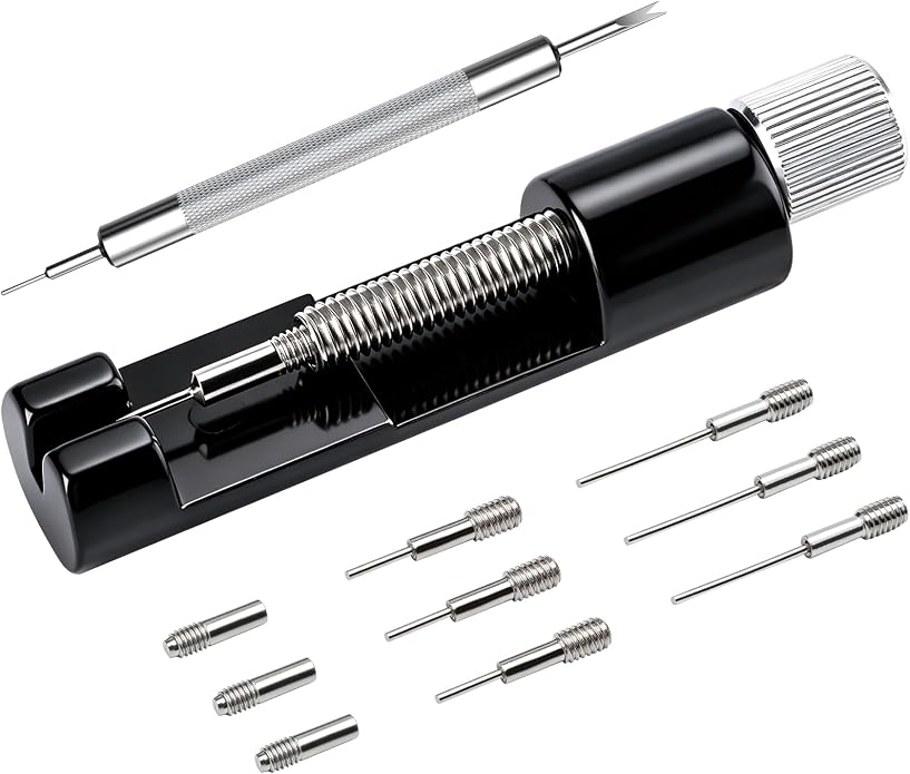 Jorest Watch Link Removal Tool, Watch Band Tool Kit, Tool for Watch Bracelet Adjustment and Replacement and Resizing, with Doubled-Ended Pin Punches，6Pcs Spare Needle, 2 Hammer-Like for Installation