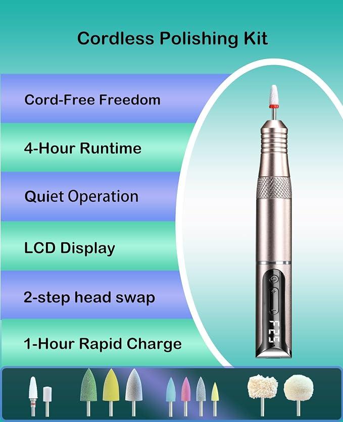 Cordless Polishing & Repair Tool Kit for Acrylic Resin False Teeth | File Rough Edges | Smooth Sore Spots | Polish After Repair & Reline | Improve Fit | USB Rechargeable | Easy for Seniors