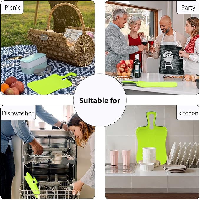 Folding Cutting Board Plastic Mat Ultra-Light Flexible Foldable Chopping Board Non-Slip Slate for Kitchen,Vegetable and Fruit Chopping Cutting and Rinsing
