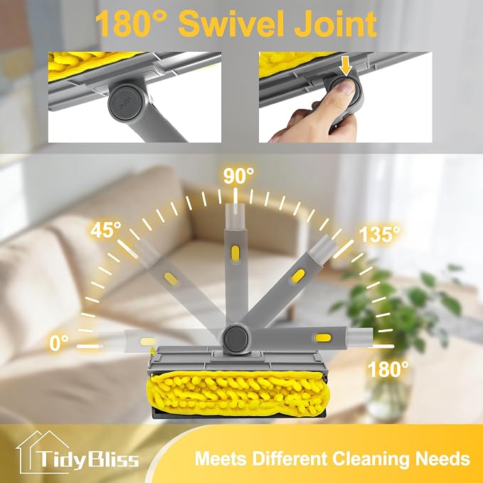 TidyBliss 77” Ceiling Fan Blades Cleaner Duster with Extension Pole, Extendable Flexible Dust Cleaning Brush, Reusable Chenille Mop for Baseboard Wall Floor Blinds Cobweb