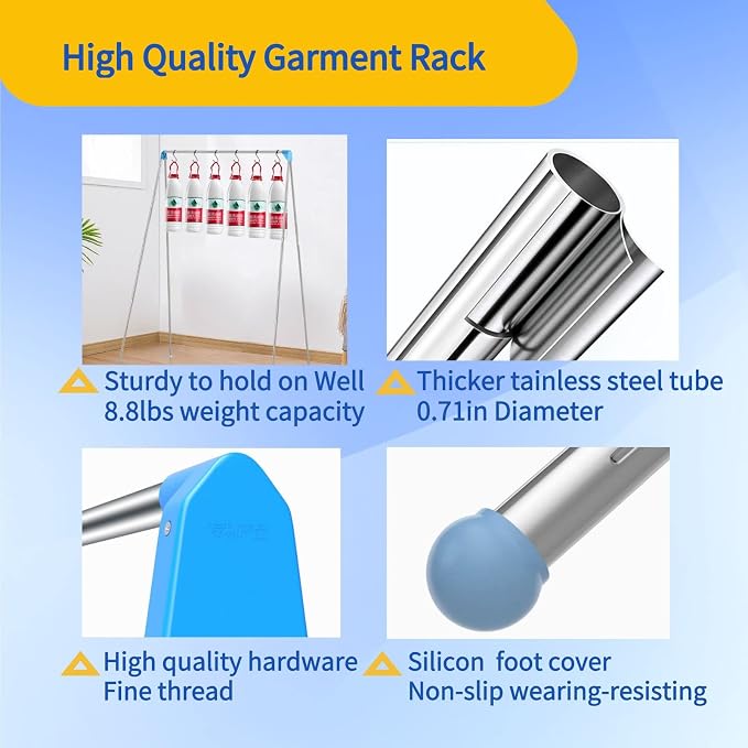 Portable Travel Garment Rack, Upgraded Easy Folding Drying Clothes Rack | Stainless Steel; Lightweight; Retractable Drying Rack for Laundry, Travel, Camping, Hotel, Dance