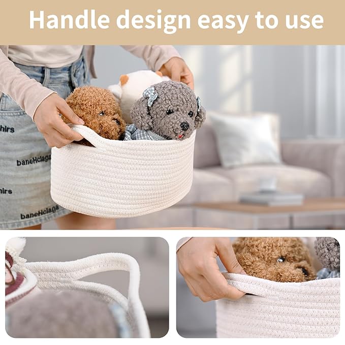 Happyiren Cute Woven Storage Basket with Handle, Baskets for Gifts Empty, Gift Baskets for Valentines Day Birthday Baby Shower Raffle Burr Fundraiser, Decorative Organizer Box for Spring Home Refresh