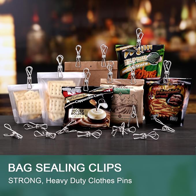 20 PCS Clothes Pins Heavy Duty Outdoor Metal Clothespins Bags Photo Clips | pin stainless outdoor steel clothesline chip strong line wooden clothespin plastic bulk outside close cloths hanging bags