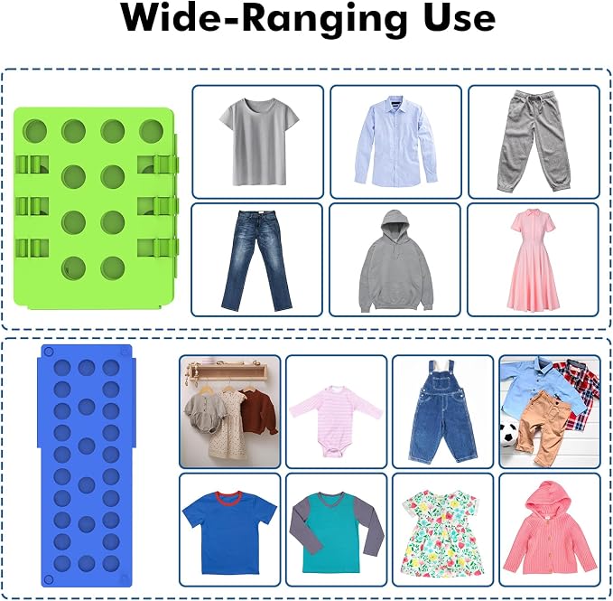 BoxLegend Shirt Folding Board - Easy & Fast Laundry Solution for Kids & Adults (Green & Blue) | Store-Perfect Folds in Seconds, Versatile for All Clothing Types, Covering Everyone's Laundry Needs
