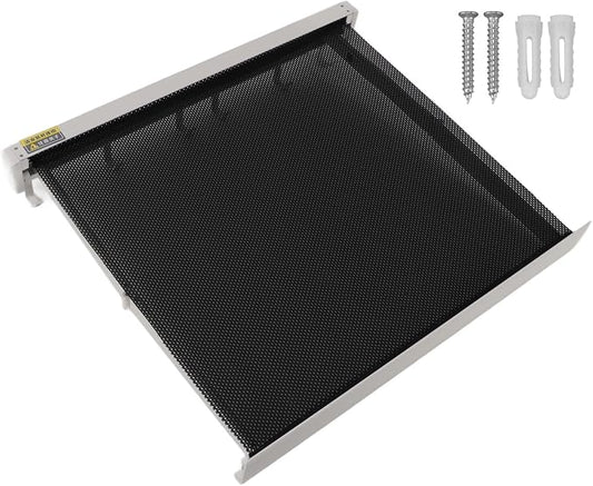 Pilipane Retractable Clothes Drying Rack Wall Mount Foldable Laundry Organizer with Breathable Mesh Platform for Patio Bathroom Aluminum 42x37.8cm (White)