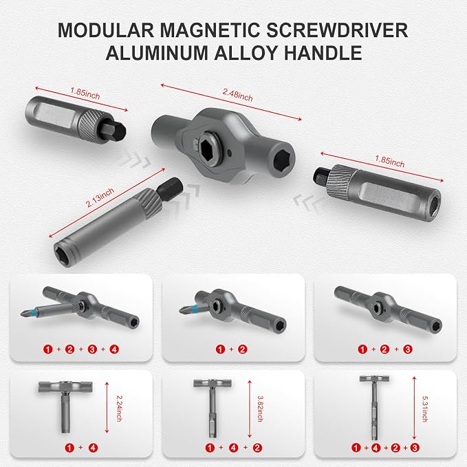 42 in 1 Magnetic Screwdriver, Screwdriver Set, Multi Bit Ratcheting Screwdriver Set with Storage Case Repair Tool Kit for Computer, Eyeglass, Bicycles, Watch, Ring Doorbell, Furniture and DIY