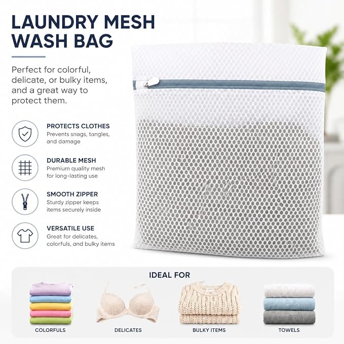 Lingerie Bags for Washing Delicates 3Pcs, Laundry Wash Bag, Honeycomb Mesh Laundry Bag 12x16 Inch Medium