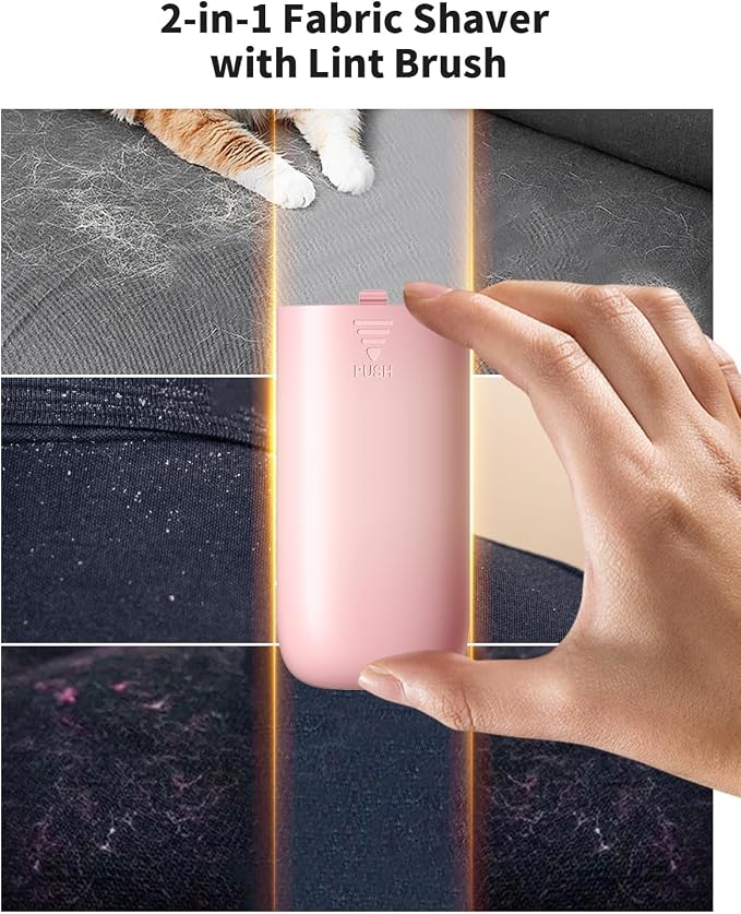 Fabric Shaver, 𝟮 𝗶𝗻 𝟭 Rechargeable Lint Remover with Brush, Large Sweater Shaver with Digital Display, 3 Speeds Lint Shaver, 6-Leaf Blades Lint Remover for Clothes, Sofa, Bedding, Pink | Digital Display, 3 Speeds, 6-Leaf Blades, 1200mAh Rechargeabl...
