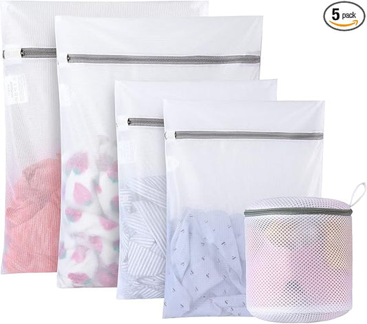 GOGOODA Mesh Laundry Bags for Delicates Durable Protective Wash Bags | Travel Storage Bags for Intimates Lingerie,5PCS（2M,2L,1 Bra Bags）