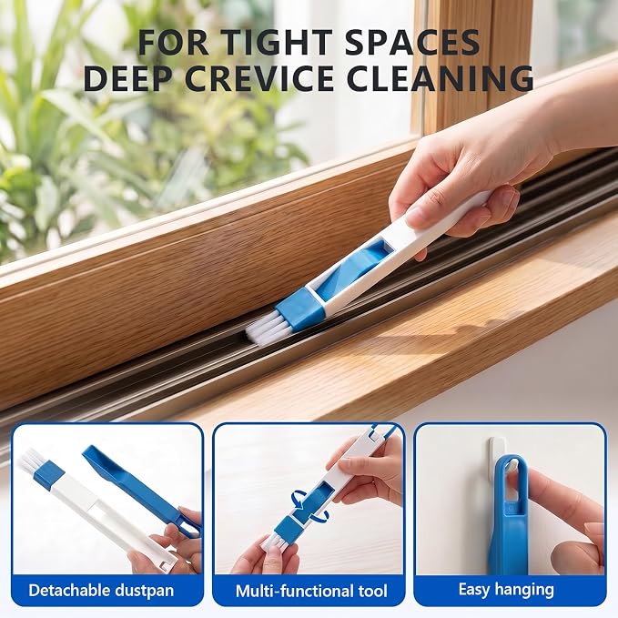 12pcs Magic Window Track Cleaner Tool, Sliding Door Tracks Cleaning Brush, Window Sill Seal Crevice Groove for Tile Lines Ac Vents Keyboards