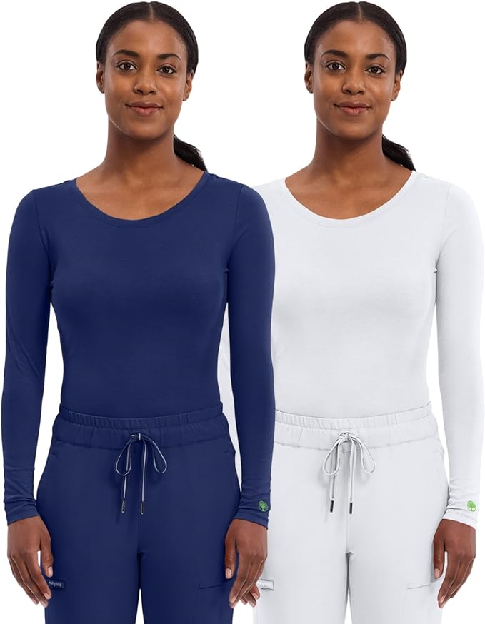 Healing Hands Underscrub Long Sleeve Women Knits Scrub Tops | Soft Cotton Blend Knit, Breathable Stretch Comfort, Machine Wash, Easy Care Fabric, Ideal For Layering Under Scrubs