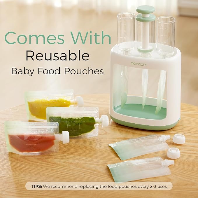 Momcozy Squeeze Station,Baby Food Maker,Pouch Filler for Homemade Baby Puree, BPA-Free, Dishwasher Safe, with Reusable Baby Food Pouches for Babies & Toddlers
