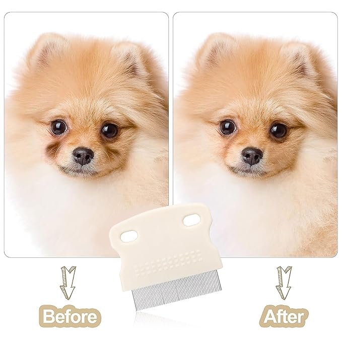 Fullhawl 5 Pieces Dog Eye Combs Tear Stain Remover Combs Pet Grooming Comb for Small Dogs Gently Removing Eye Mucus and Crust (Beige, Black)