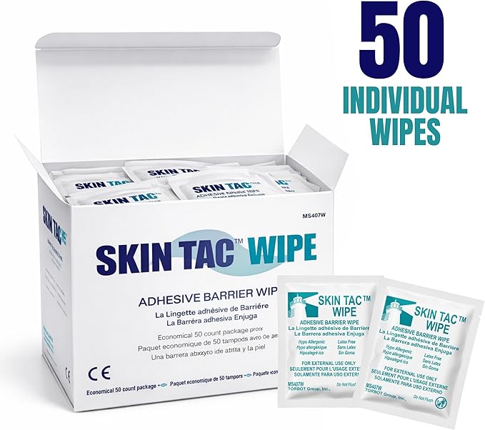Torbot IM074407W314832 Group Inc Skin Tac"H" Adhesive Barrier Prep Wipe, Liquid Form, Latex-Free, Hypo-allergenic (Box of 50 Each), (Pack of 2)