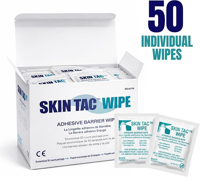Torbot IM074407W314832 Group Inc Skin Tac"H" Adhesive Barrier Prep Wipe, Liquid Form, Latex-Free, Hypo-allergenic (Box of 50 Each), 1 Pack