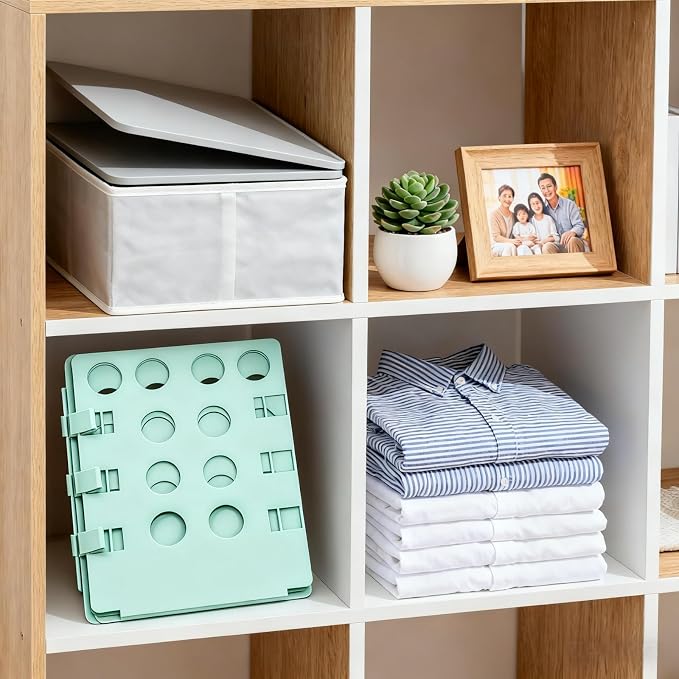 Shirt Folding Board, Shirt Folder - Folds Hoodies, Jeans & Shirts, Cyan | Quick garment folding, heavy duty for thick clothes, for adults & kids, compact foldable design, no assembly required