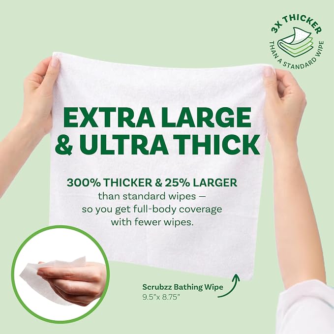 Extra Large Body Wipes for Adults Bathing No Rinse - 120 Ultra Thick Disposable Shower Wipes for Men, Women & Elderly - Great for Gym, Camping, Post Surgery - Cucumber Lime