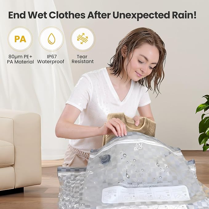 12 Pack Vacuum Storage Bags for Travel with Digital Display Air Pump,Carry-on Packing Bags for Luggage and Suitcase,Space Saver for Clothes