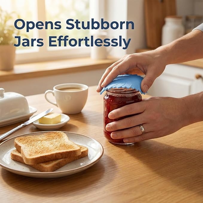 4 Pack Silicone Jar Opener Gripper Pads, Non-Slip Grippers for Opening Jars, Easy-Twist Jar Openers for Weak Hands and Seniors, Dishwasher Safe, Heat Resistant (Neutral Colors)