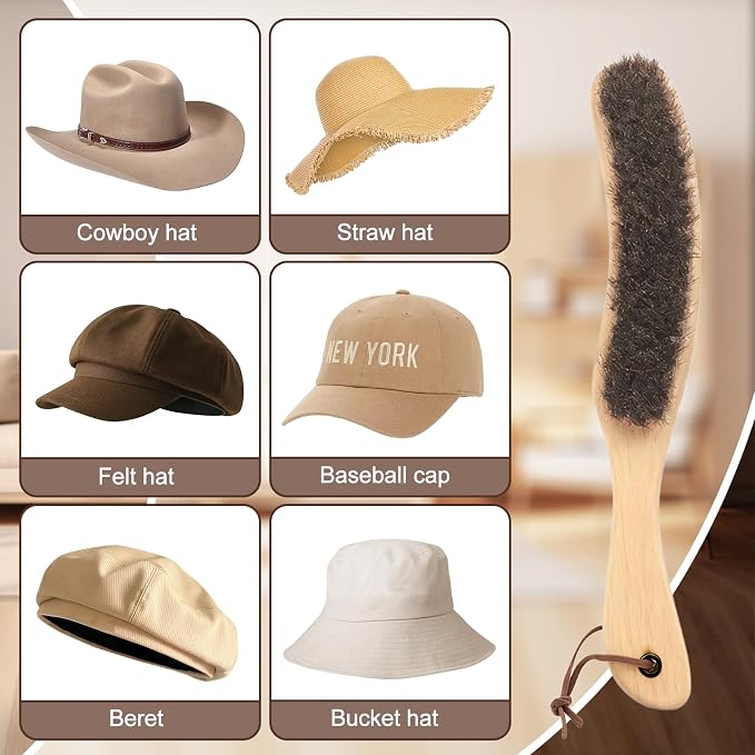 Felt Hat Brush,Felt Hat Cleaner Horse Hair Cowboy Hat Brush Cleaning Kit Hat Brush,Cowboy Hat Cleaner Easily Removes Dust Fuzz and Lint for Shoes Hats,Clothes,Baseball Caps