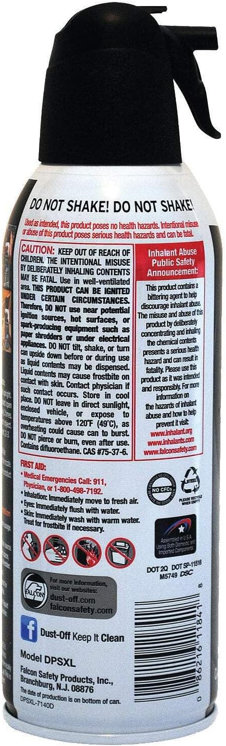 Falcon Compressed Gas (152a) Disposable Cleaning Duster 3 Count, 10 oz. Can (DPSXL3)