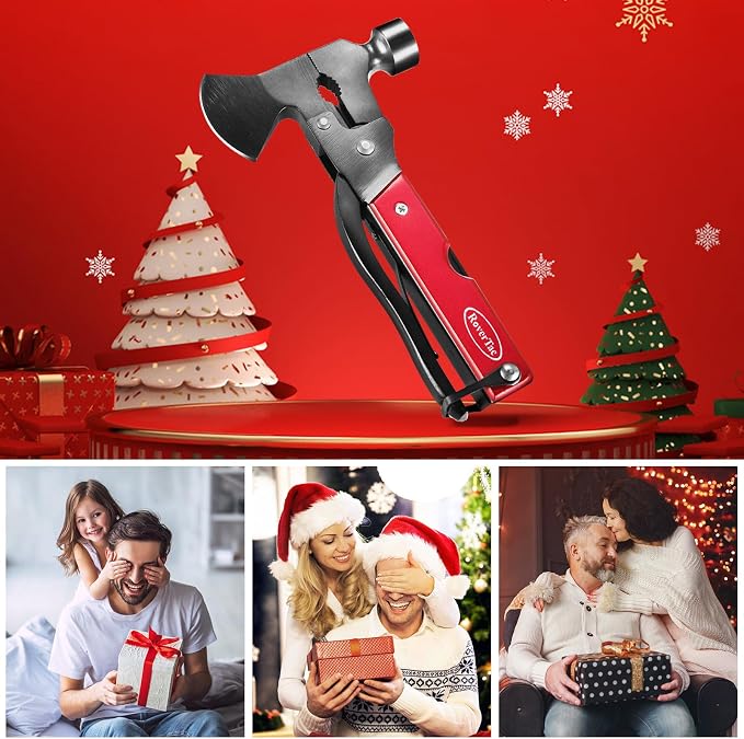 14-in-1 Multitool Camping Axe Hatchet – Essential Camping Gear with Knife, Hammer, Saw, Bottle Opener, Screwdriver – Multi Tool with Sheath – Gifts for Men, Dad, and Outdoor Adventures