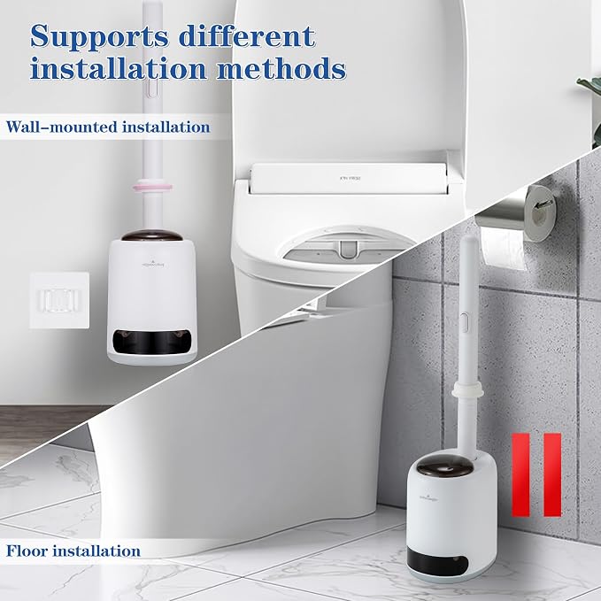 PeiTuSangJin Disposable Toilet Brush Wand kit,Auto-Ejecting32 Refills | 360° Dead-Angle-Free Cleaning,3 Air-Purifying Scent Rings,Wall-Mounted Disposable Toilet Brush(1+32)