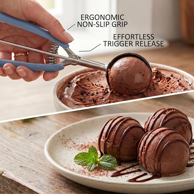 Cookie Scoop, 18/8 Stainless Steel Cookie Scooper, Cookie Scoops for Baking, 1 Tbsp/ 15 ml / 0.5 oz Cookie Dough Scoop, Cookie Scooper for Baking (#60 Midnight Blue)