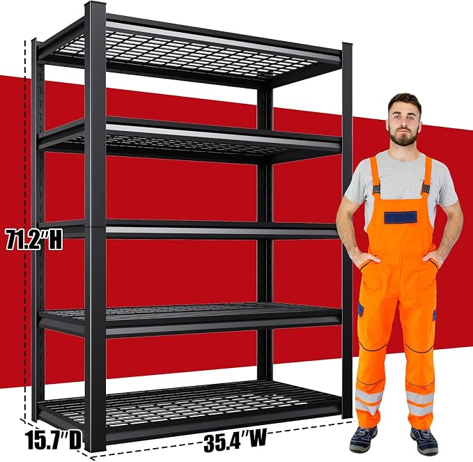 Set of 3 71"H Garage Shelving-3000LBS 5 Tier Storage Shelves,Adjustable Heavy Duty Metal Shelving Unit and Storage Large Wire Rack,Utility Steel Shelf For Shop Warehouse Industrial Pantry 71"x35"x16"