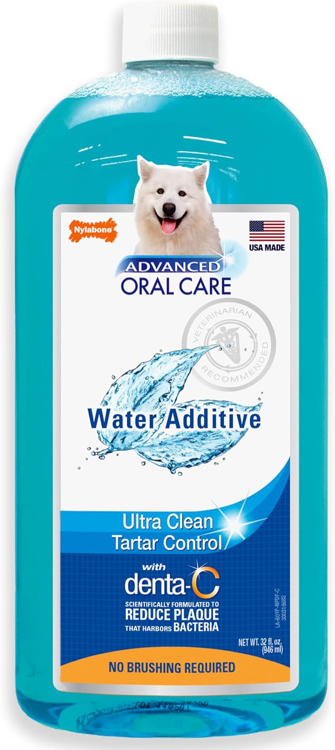 Nylabone Advanced Oral Care Pet Dental Water Additive, Liquid Tartar Remover & Breath Freshener for Dogs, Dog Teeth-Cleaning, Original Flavor, 32 oz. | Liquid tartar remover, breath freshener, original flavor