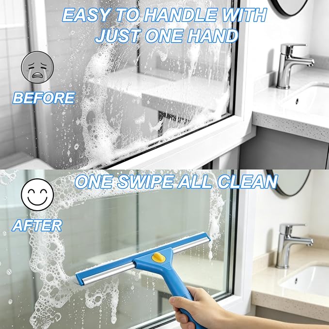 76“Professional Squeegee Window Cleaning Kit with Extension Pole,Window Cleaning Kit,Window Washing Tool for Indoor Outdoor Windows & Car Glass Easy to use, Great for high-Rise Hard-to-Reach Windows