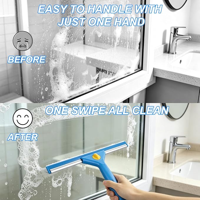 120“Professional Squeegee Window Cleaning Kit with Extension Pole,Window Cleaning Kit,Window Washing Tool for Indoor Outdoor Windows & Car Glass Easy to use, Great for high-Rise Hard-to-Reach Windows