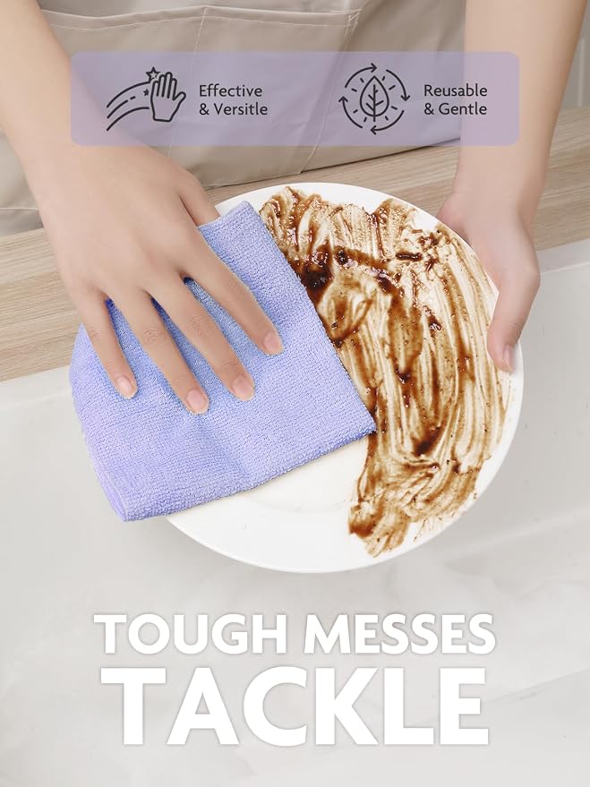 Fantasticlean Microfiber Cleaning Cloth Roll- 75 Sheets, 12"x12" (Lavender) | Super Absorbent, Lint-free, Tear-away Microfiber Towel Roll, for All-Purpose Cleaning, Reusable Alternative to Paper Towels
