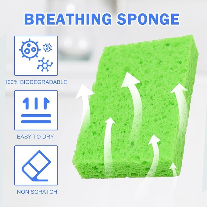 YoleShy 48 Pack Sponges Kitchen Natural Compressed Cellulose Sponges Durable Dish Sponge for Cleaning & DIY Reusable