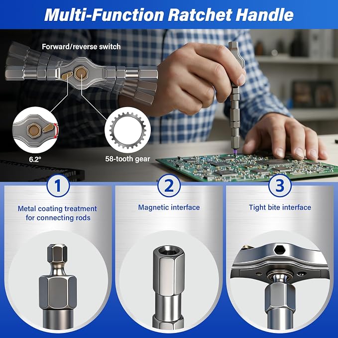 42 in 1 Magnetic Screwdriver Set, Multi Bit Magnetic Screwdriver Kit with Detachable Ratchet Handle