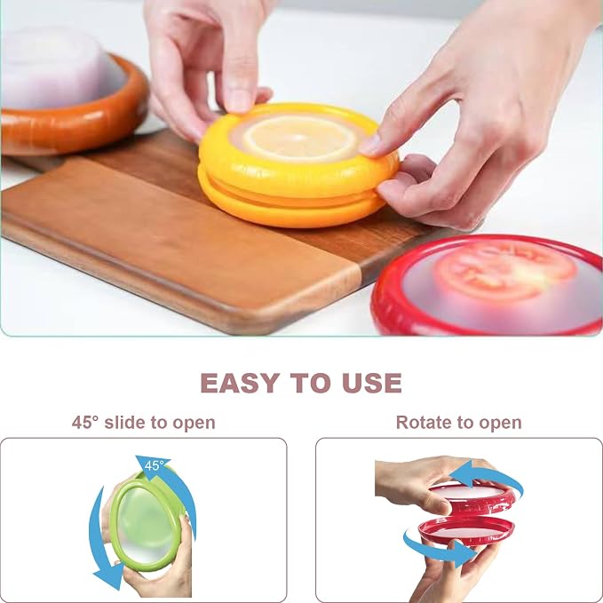 T-Raputa Avocado Saver and Tomato Holder - Set of 4 Reusable Storage Containers for Fridge - Ideal for Garlic, Onions, Lemons, and Potatoes