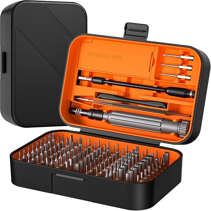 LIFEGOO Precision Screwdriver Set, 150 in 1 Magnetic Screwdriver Set with mini built-in box, Repair Tool Kit for Computer, Laptop, iPhone, Macbook, PC, PS5, Xbox Controller, Jewelers, Glasses Orange