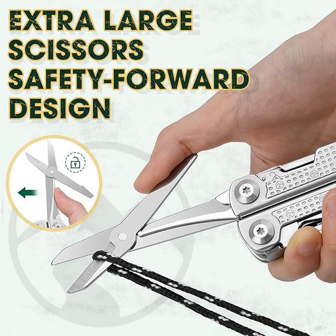 Multper Multitool Pliers with Damascus Knife & Large Scissors,Screwdriver | EDC Multi tool with Replaceable Wire Cutters, Sheath, Bottle Opener, Ideal for Camping,Survival, Repair, Gifts for Men