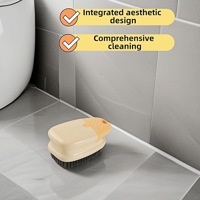 Ergonomic Clothes Soft Bristle Laundry Brush, Milk Yellow, ABS+PBT Material, Hanging Design, Portable Hand-Held Cleaning Tool with Comfortable Grip for Garments, Shoes, Household (Cream Yellow, L)