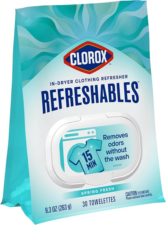 Clorox Refreshables In Dryer Clothing Refresher, Spring Fresh, 30 Towelettes