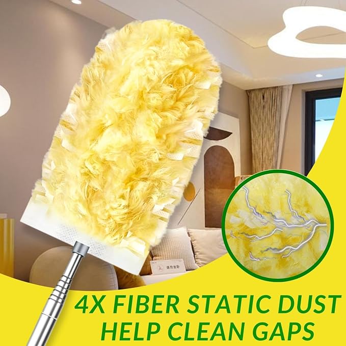 Duster Refills,Static Dust Removal Compatible with Swiffer for Dusting 30ct | Cobweb Duster with 84“ Extension Pole,Disposable Dusters Kit Retractable for Electronics,Furniture,Blinds,Ceiling Fans