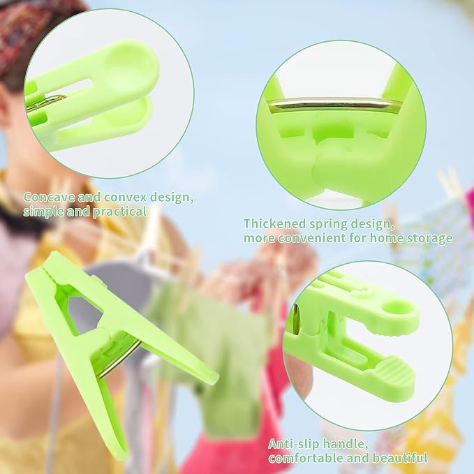 Colored Clothespins 110 PCS Plastic Clips Windproof Towel Clips | 10 Colors Each 11 PCS Laundry Clothes with Spring 2 Inch