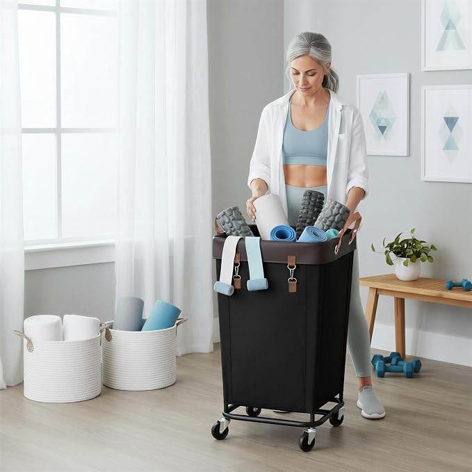 StorageWorks 160L Laundry Basket with Wheels, Rolling Hampers for Clothing