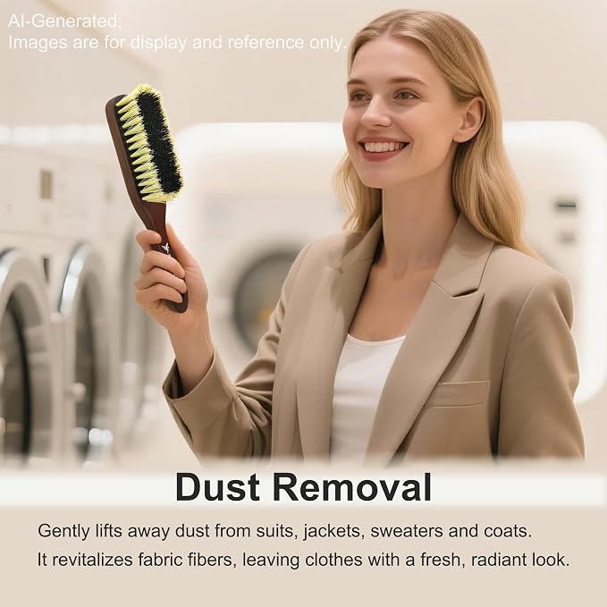 Clothing Brush & Lint Remover for Clothes | For Sweaters, Suits, Cashmere, Wool, Velvet, Suede Jackets, Pet Hair Removal, Natural Solid Wood Handle, Gentle Lint Brush