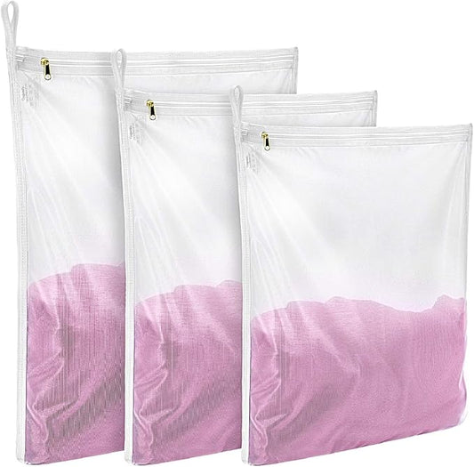 GOGOODA 3 Pack Delicates Laundry Bags, Fine Mesh Wash Bag with Hanging Loop | 3 Size M/L/XL for Lingerie, Shirts, Sweaters, Underwear, Bra, Silk, Socks, etc