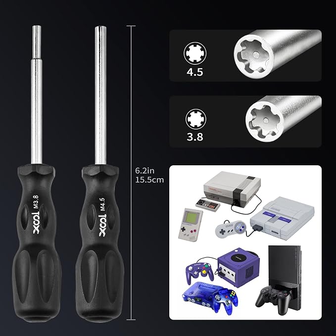 XOOL 17-in-1 Gamebit & Tri-Wing Screwdriver Repair Tool Kit, Compatible with Nintendo Switch & Joy-Con, Game Boy, NES SNES, Wii DS GBA, 3.8mm & 4.5mm Gamebit, for Xbox & PlayStation Consoles