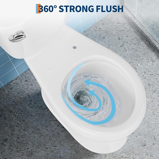 Comfort Height 19" Round Toilet Bowl Only – Single Side Handle, Upgraded Power Flush, Includes Water-Saving Tank Parts, No Seat – Ideal for Bath Replacement or Senior Bathroom Upgrade