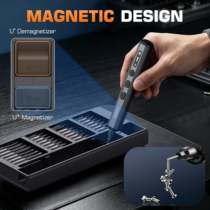JOREST 70-in-1 Mini Precision Electric Screwdriver Set-64 S2 Magnetic Bits, 5 Torque Settings, 4 LED Lights,Repair Tool Kit For iphones, MacBooks, PS5s, Game Consoles, Watches, Cameras,Eyeglasses